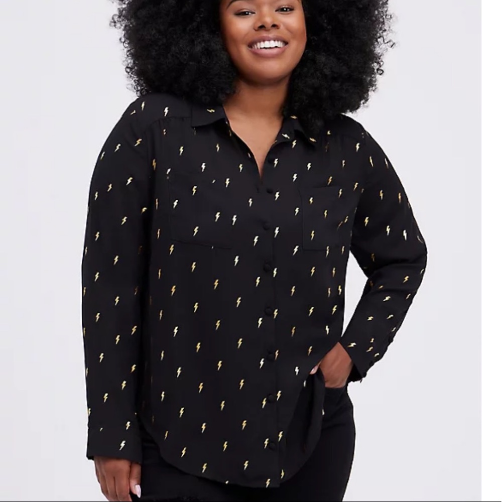 💕💕NWT GEORGETTE BOLT BLACK BLOUSE SIZE 1